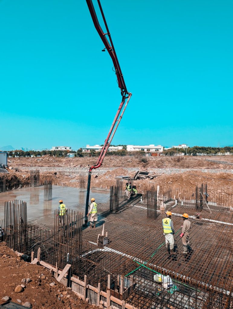 construction workers are working on a construction site